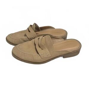 Cynthia Rowley Prescott Classic Tan Mule Slip-On Penny Loafer Slides, Size 7.5